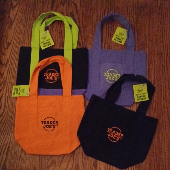 Trader Joe's Halloween Fall Canvas Tote Bag Set - Orange, Black, Purple, Green - Picture 2 of 6